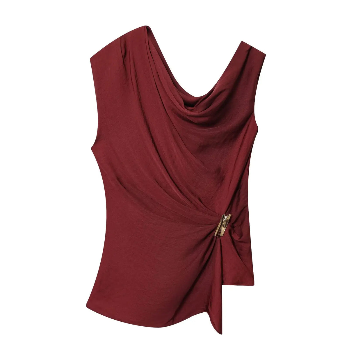 Draped Buckle One-Shoulder Set