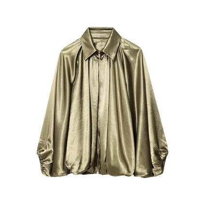 Voluminous Gathered Bomber Jacket