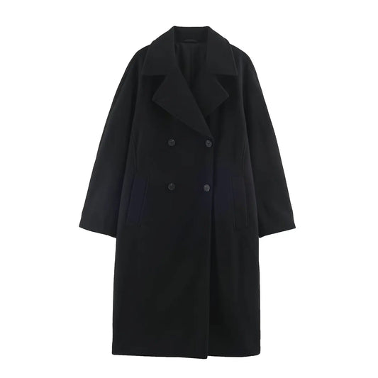 Relaxed Double-Breasted Longline Coat