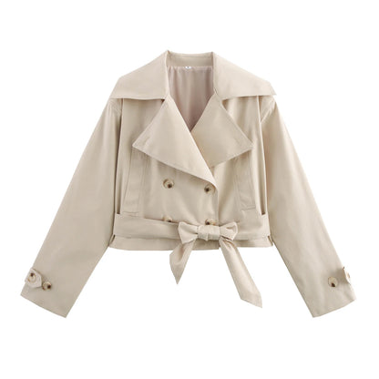 Statement Belted Cropped Trench Jacket