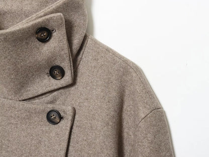 Asymmetric High-Neck Wool Blend Jacket