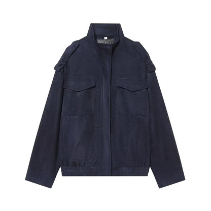Suede-Effect Oversized Bomber Jacket