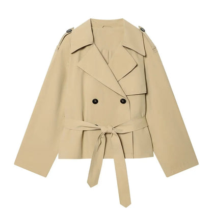 Belted Peplum Trench Jacket