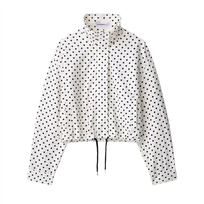 Drawstring Polka-Dot Blouse