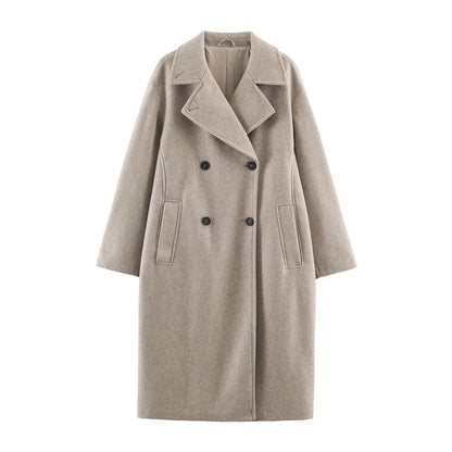 Relaxed Double-Breasted Longline Coat