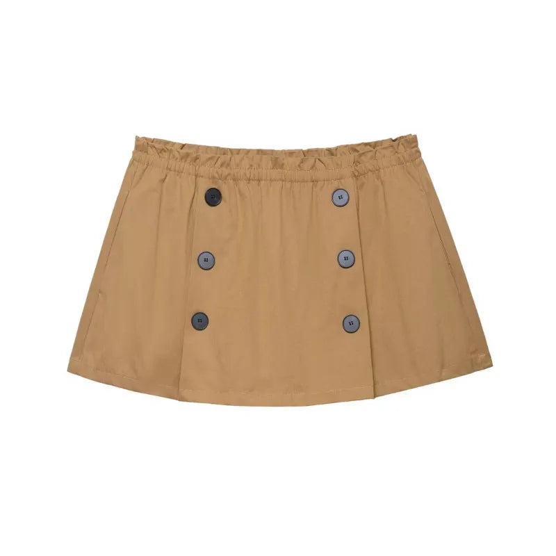 Multi-Pocket Field Jacket and Buttoned Mini Skirt Set
