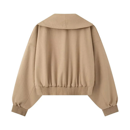 Cropped Wrap-Front Trench Jacket