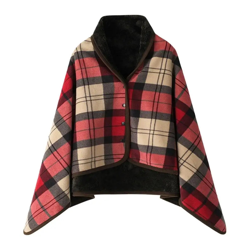 Double-Layer Tartan Blanket Scarf