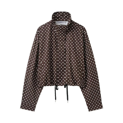Drawstring Polka-Dot Blouse