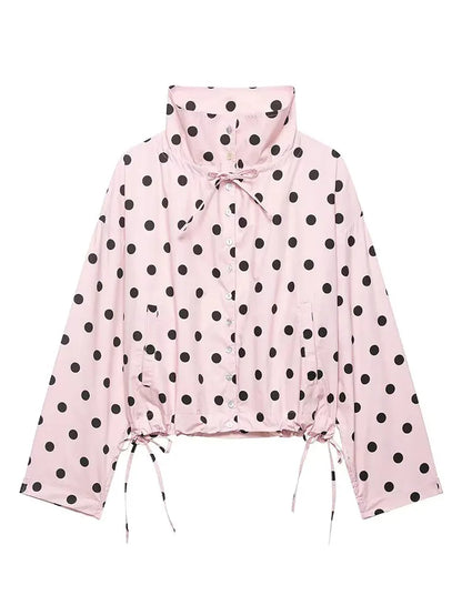 Drawstring Polka-Dot Blouse