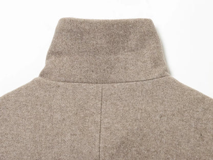 Asymmetric High-Neck Wool Blend Jacket
