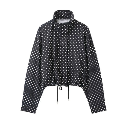 Drawstring Polka-Dot Blouse