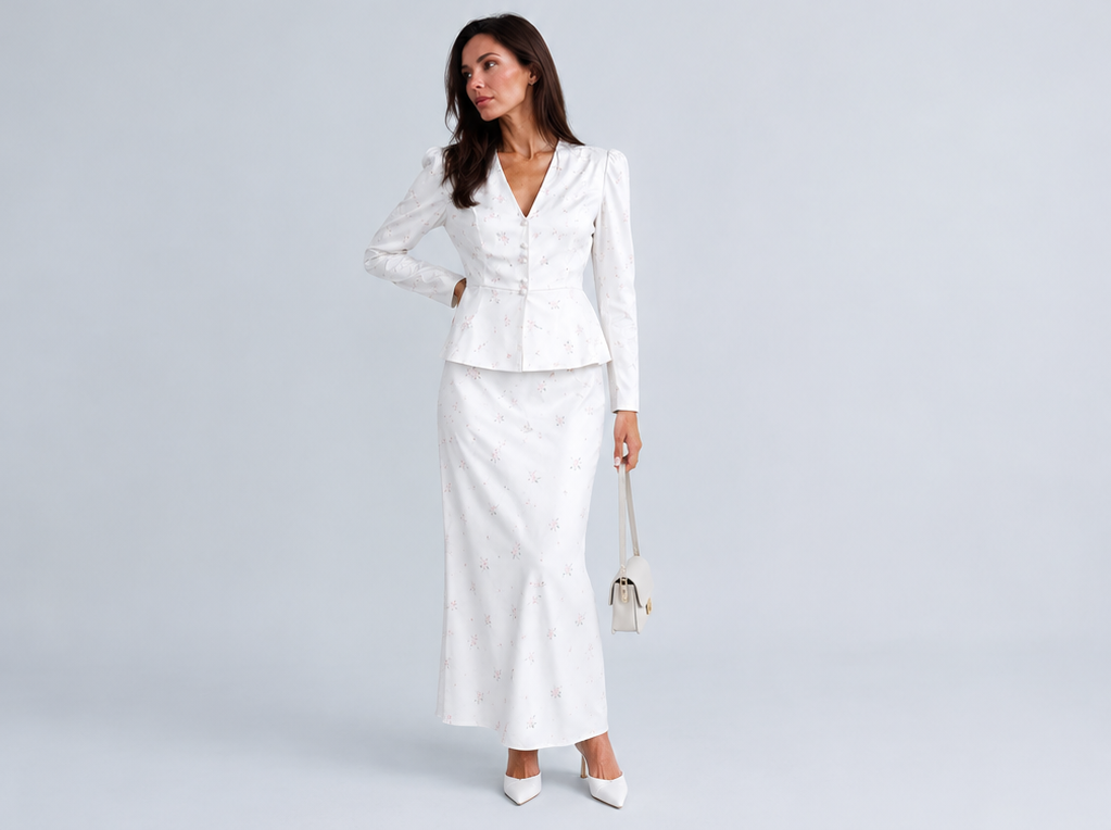 Tailored Blazer and High-Waist Maxi Skirt Set