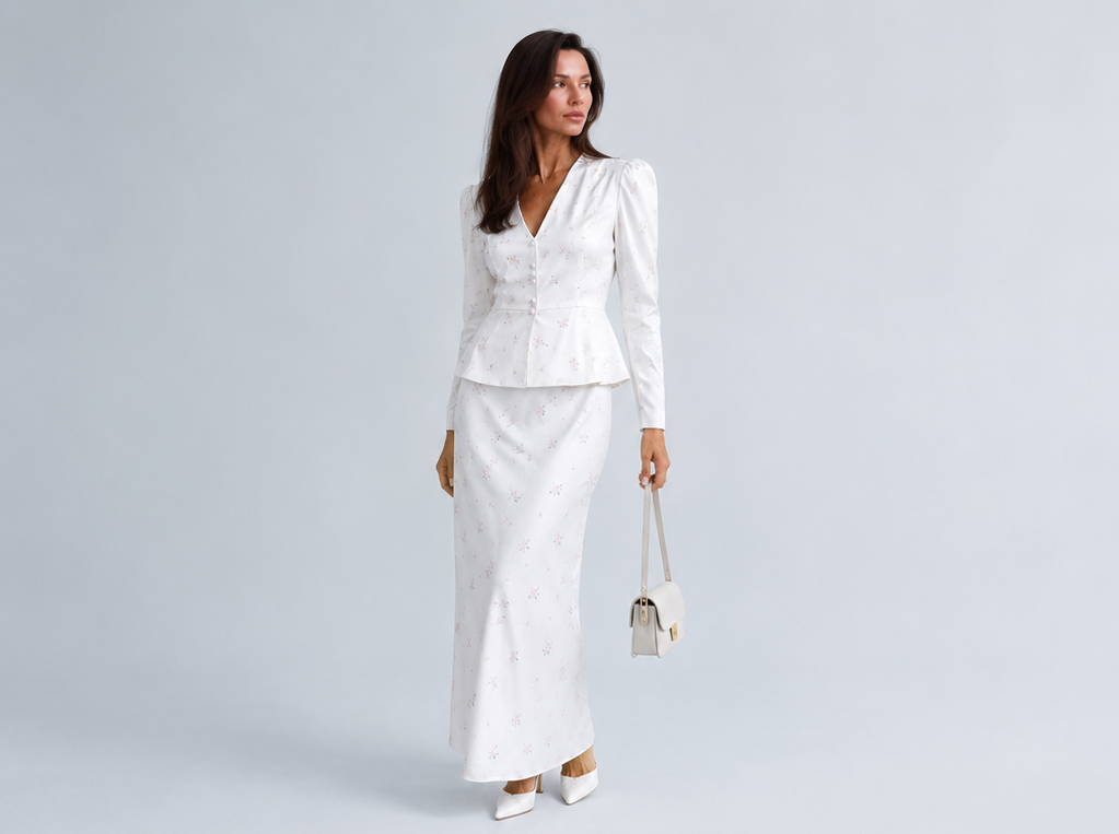 Tailored Blazer and High-Waist Maxi Skirt Set