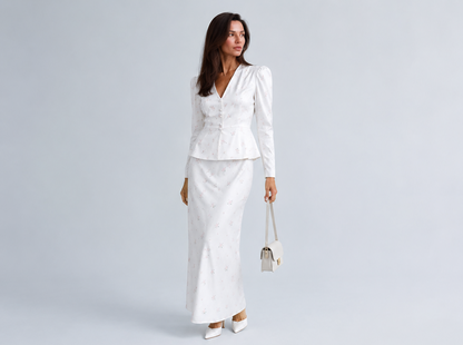 Tailored Blazer and High-Waist Maxi Skirt Set